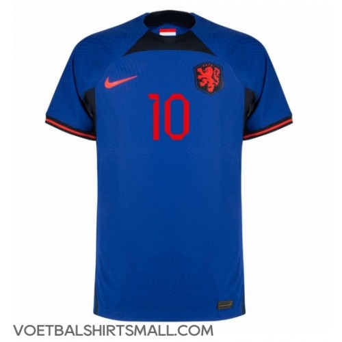 Nederland Memphis Depay #10 Voetbalkleding Uitshirt WK 2022 Korte Mouwen
